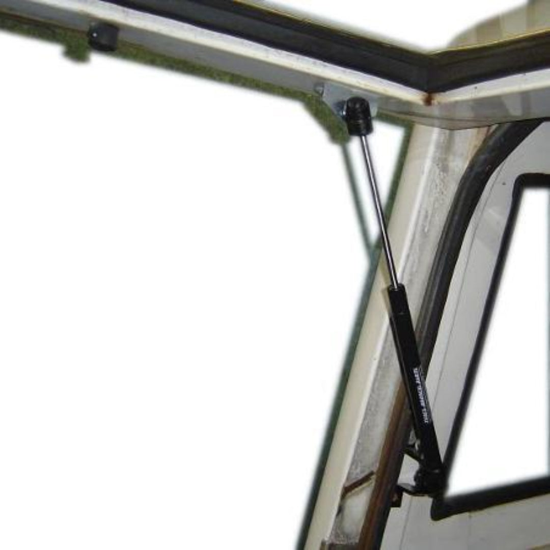 Pair of black hydraulic liftgate prop rods for classic Ford Bronco, side view