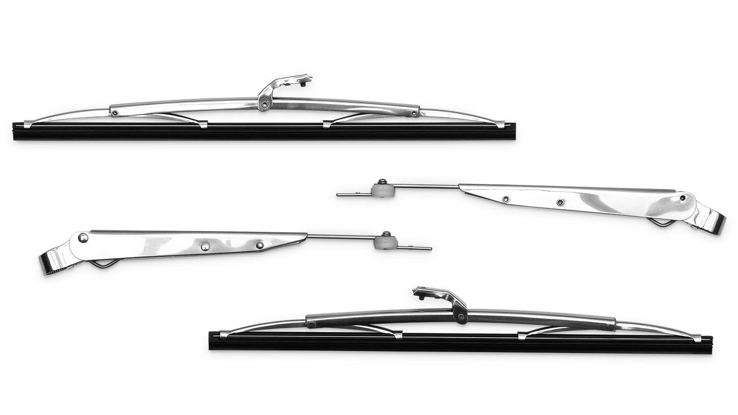 Wiper Arm & Blade Kit, Aftermarket, Polished Stainless, 1966-77 Ford Bronco