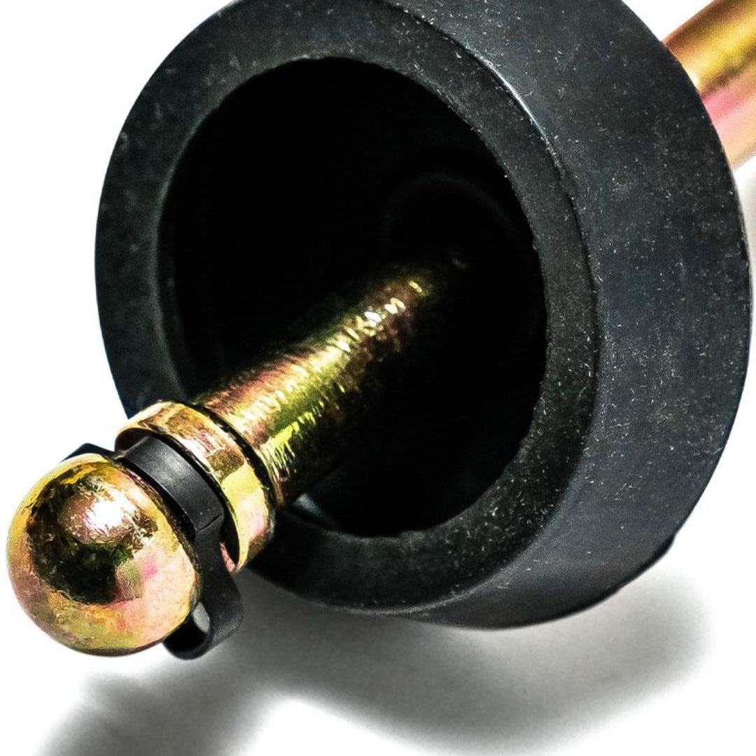 Bronze master cylinder with steel fittings for disc brakes, side view