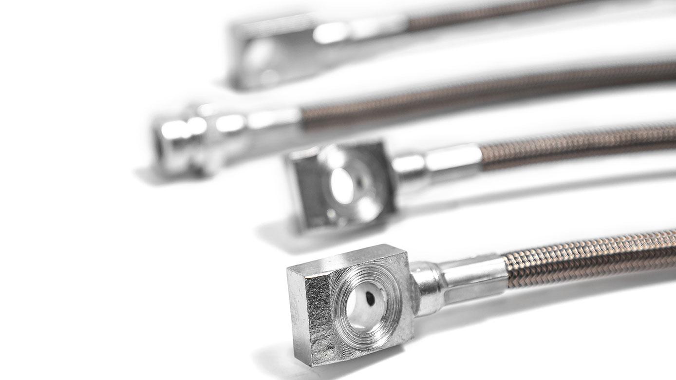 Braided Stainless Brake Hose Kit for Factory Disc Brakes, 1976-77 Ford Bronco