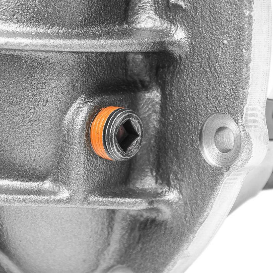 Nodular iron Ford 9-inch third member case with 3.25-inch bearing journal, front view