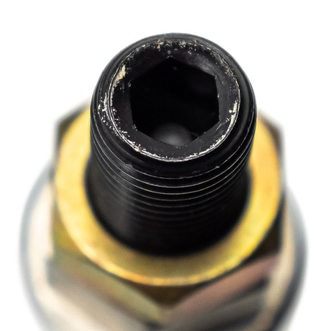 Black steel drive-away lock with OX logo, close-up of locking mechanism