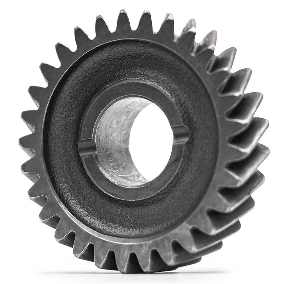 Front drive gear for transfer case with metal teeth and mounting holes