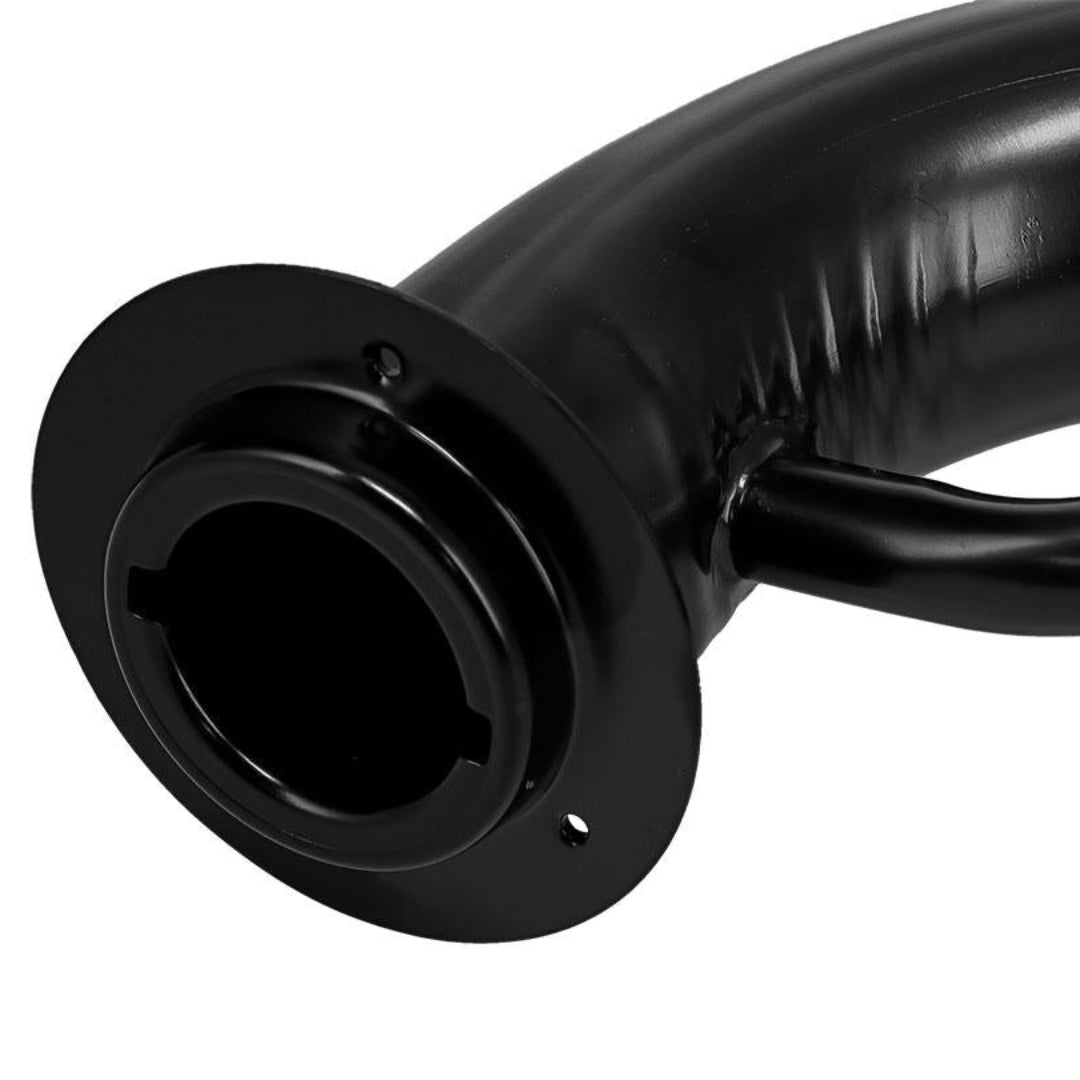 Bronze fuel filler neck with mounting bracket for 1966-76 Ford Bronco, side view