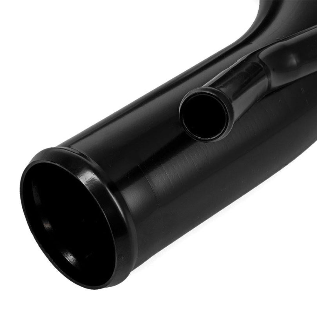 Bronze fuel tank filler neck with threaded cap, side view