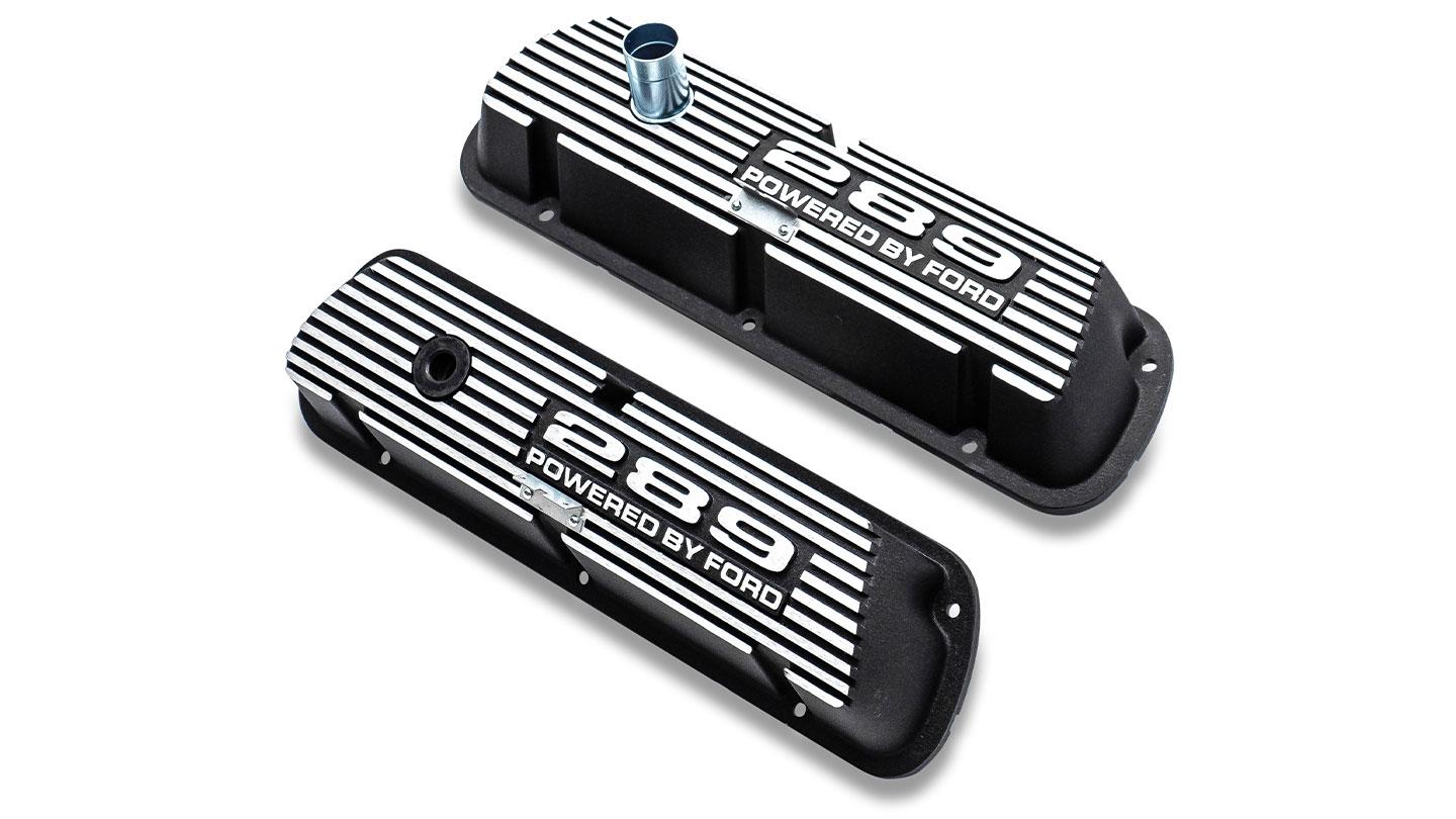 Aluminum Valve Covers, Black w/289 Engine Script, 1966-77 Ford Bronco