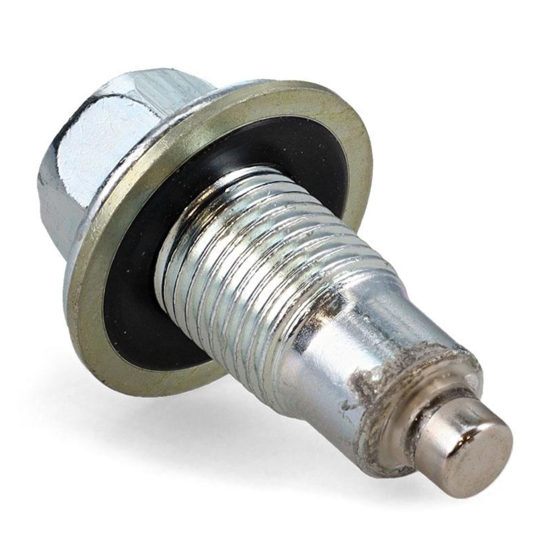 Magnetic oil drain plug with gasket for Ford Bronco, close-up view