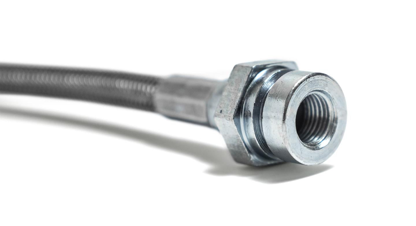 Brake Caliper Hose for Rear Disc Conversion - Braided Stainless, Dr or Pass