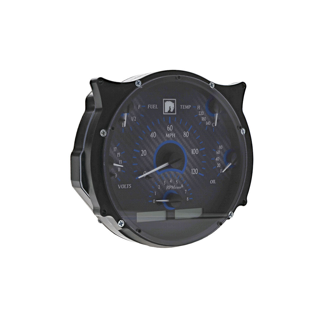 Dakota Digital VHX Speedometer, Carbon Fiber w/Blue Backlight, 1966-77 Ford Bronco