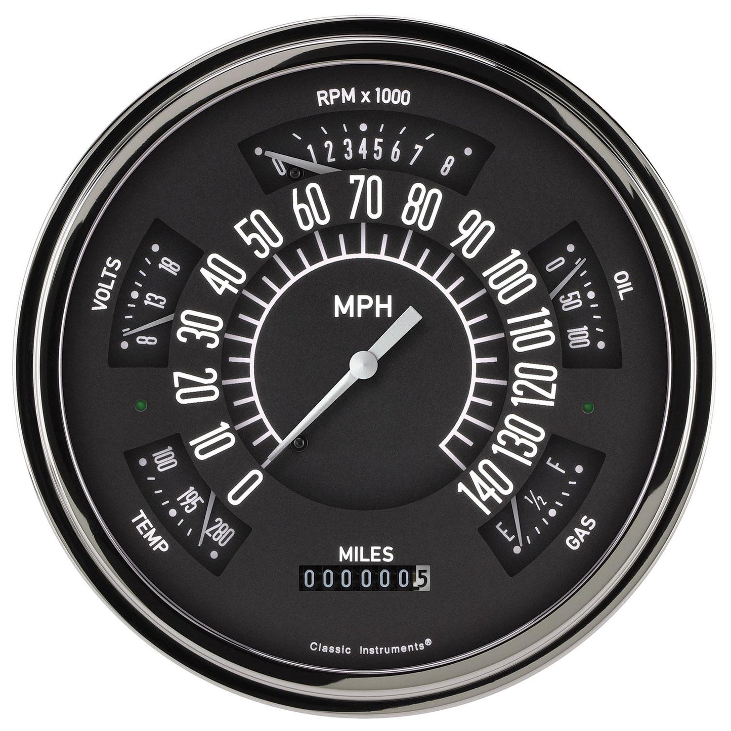 Classic Instruments Gauge Cluster, Black, 1961-66 Ford Truck