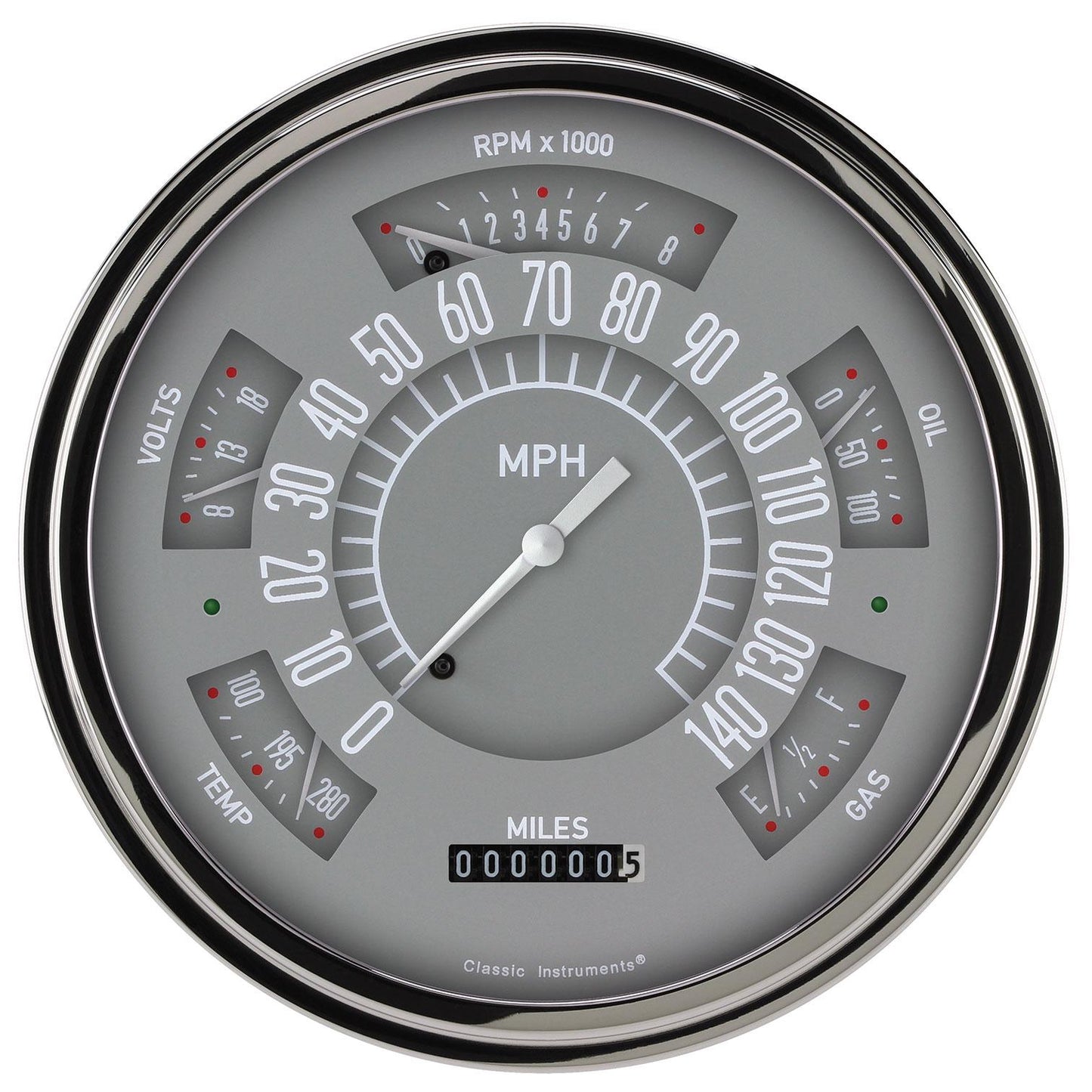 Classic Instruments Gauge Cluster, Gray, 1961-66 Ford Truck