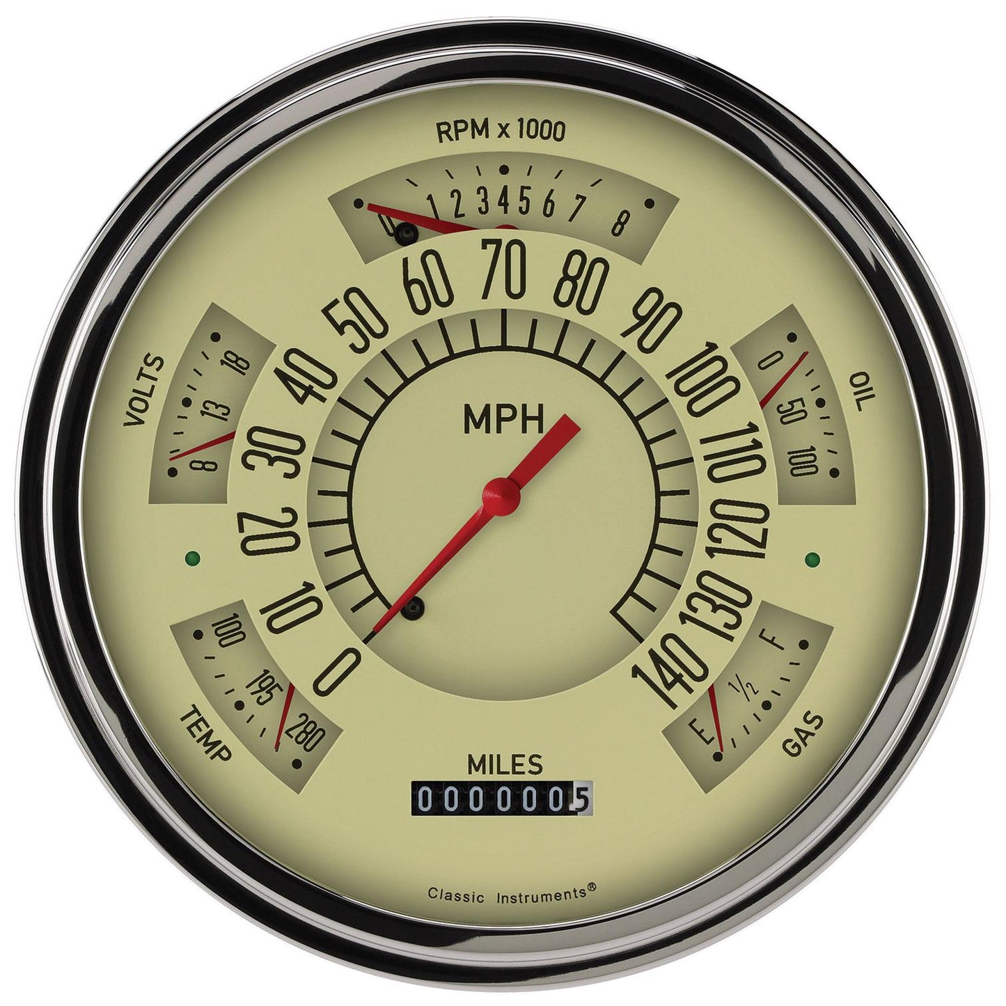 Classic Instruments Gauge Cluster, Tan, 1961-66 Ford Truck