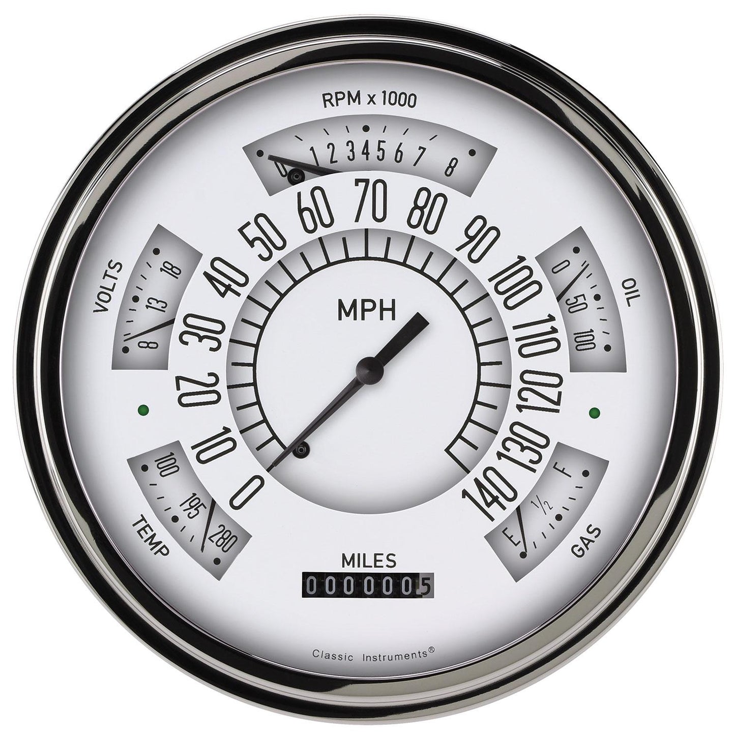 Classic Instruments Gauge Cluster, White, 1961-66 Ford Truck