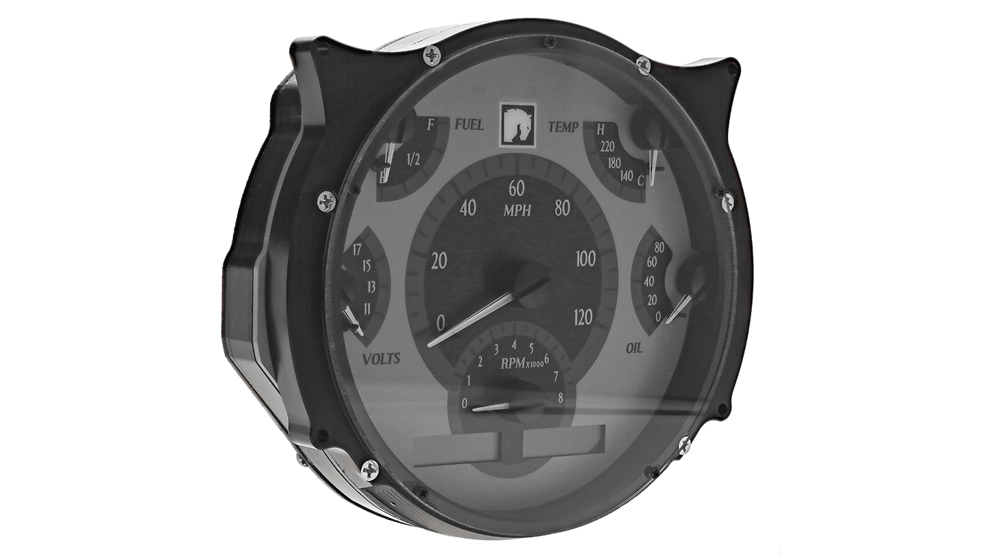 Dakota Digital VHX Speedometer, Silver w/White Backlight, 1966-77 Ford Bronco