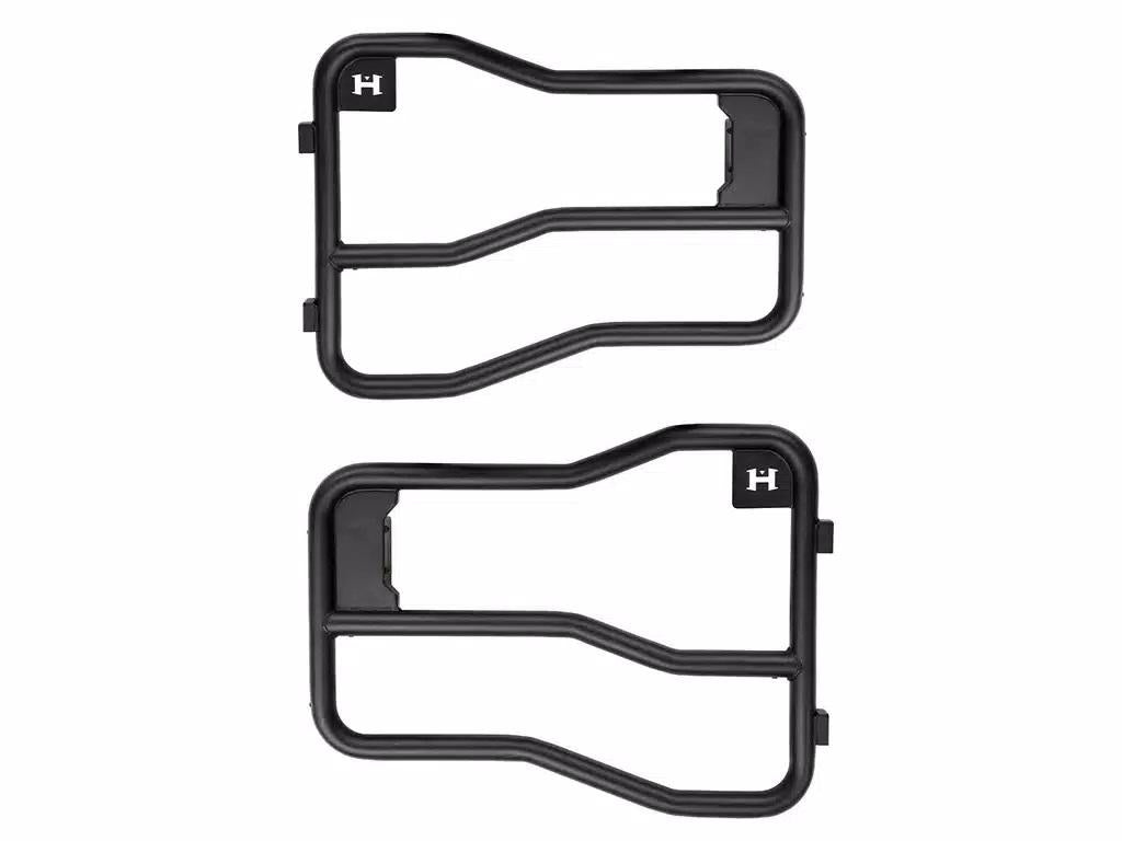 Black steel tube doors with diagonal crossbar for Ford Bronco, side view