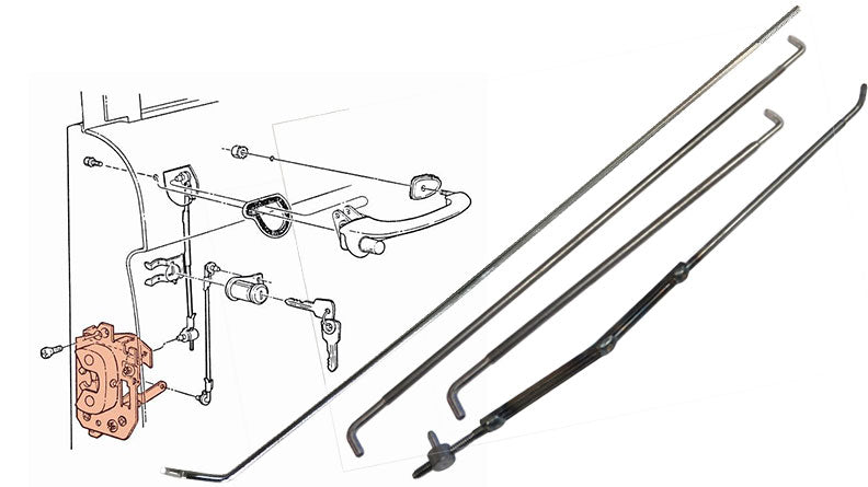 Passenger Side Door Rod Set, 1966-77 Ford Bronco