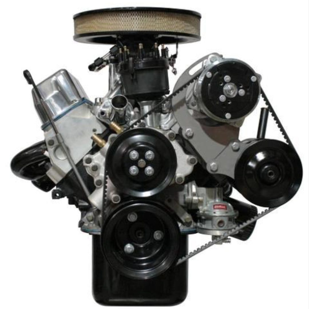 Silver metal power steering pump bracket with mounting holes, side view