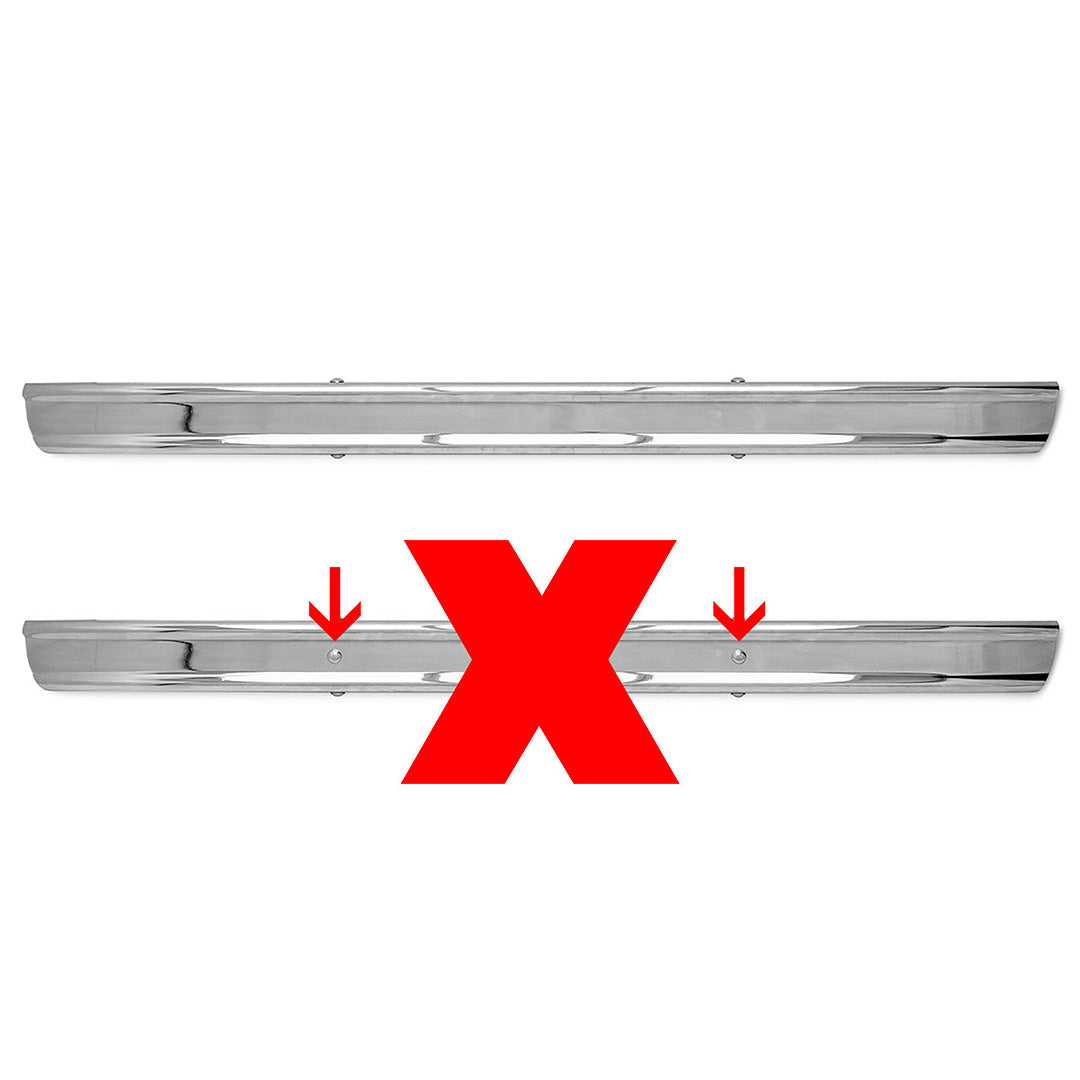 Stock Chrome Bumper, Front or Rear Smooth Without Hole for Bumperettes, 1966-77 Ford Bronco
