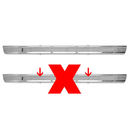 Stock Chrome Bumper, Front or Rear Smooth Without Hole for Bumperettes, 1966-77 Ford Bronco