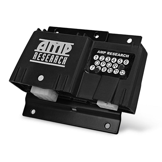 Black metal mounting bracket with bolt holes, side view