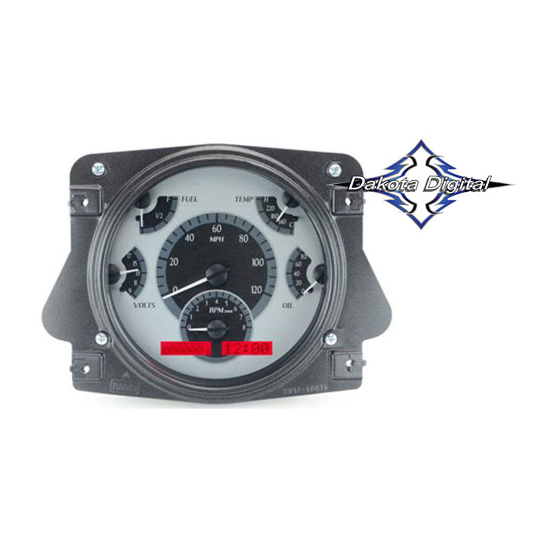Dakota Digital VHX Speedometer, Silver w/Red Backlight, 1966-77 Ford Bronco