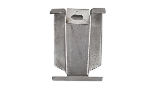 Bronze metal windshield bracket with mounting holes, side view
