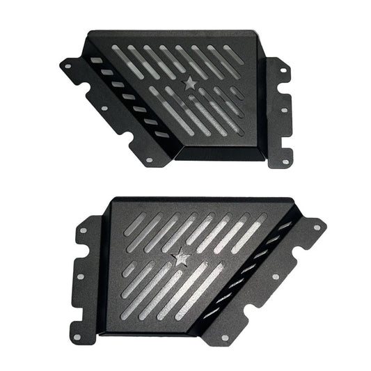 Aluminum door pockets with black finish, installed on Ford Bronco, side view