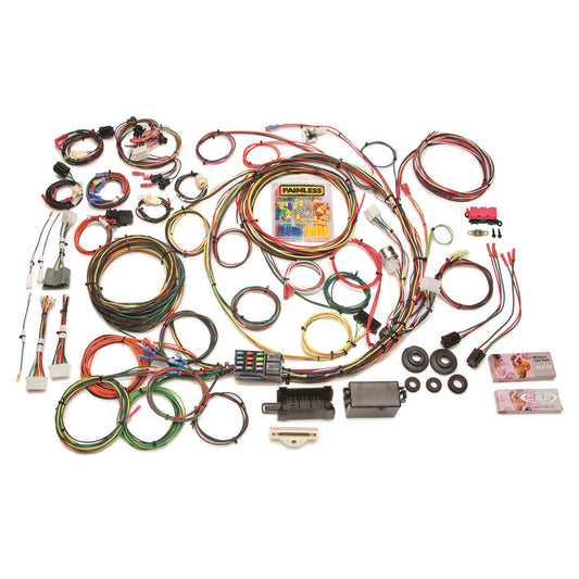 Black wiring harness with 21 circuits for Ford trucks, front view
