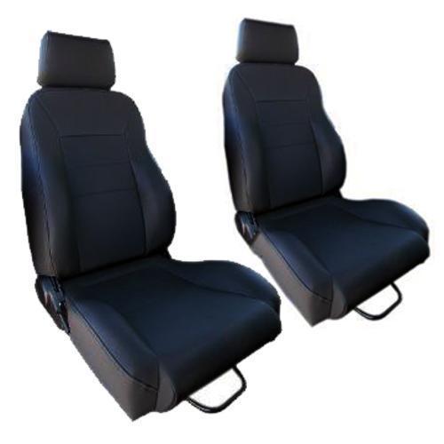 Black Vinyl Denim Custom Bucket Seats, No Brackets