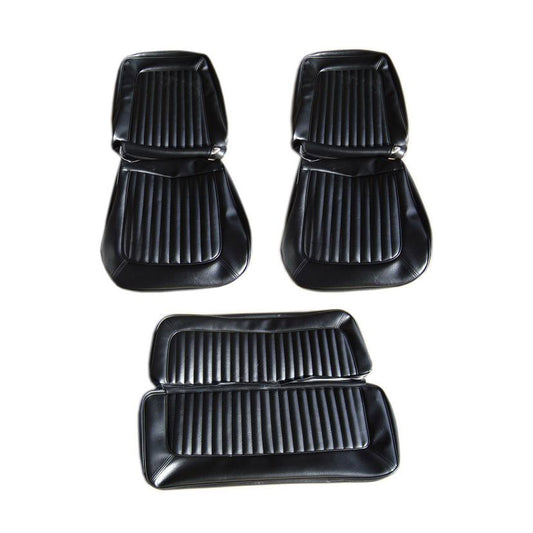 Black Seat Cover Set – Front & Rear (Smooth Center Pleats), 1968-77 Ford Bronco