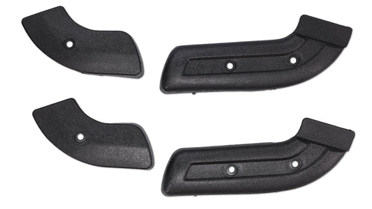 Black plastic seat hinge covers for classic Ford Bronco, close-up