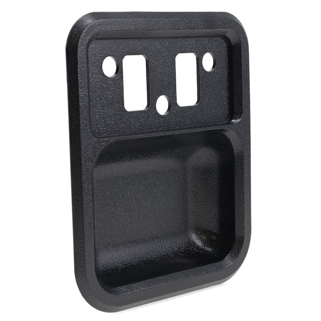 Black steel door cup for classic Ford Bronco, side view