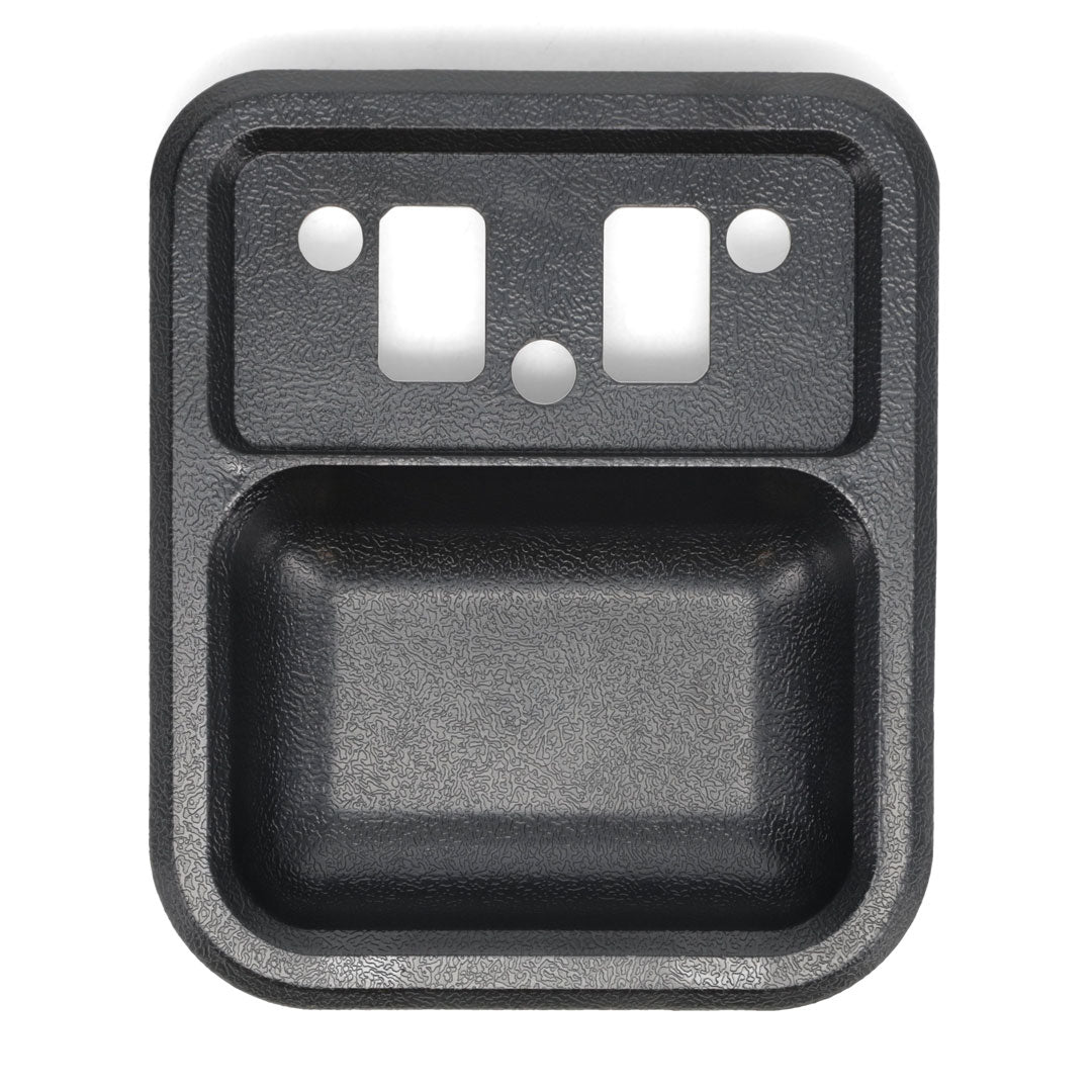 Black steel door cup for classic Ford Bronco, side view