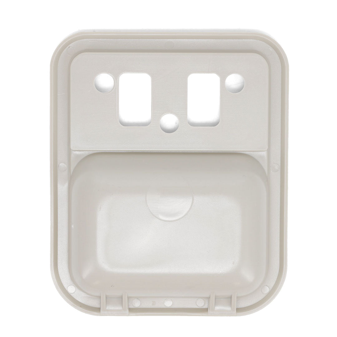 Parchment-colored door cups with textured finish, front view