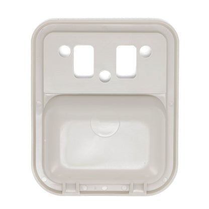 Parchment-colored door cups with textured finish, front view