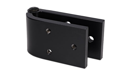 Bronze driver side door hinge for classic Ford Bronco, side view showing mounting holes and pivot po