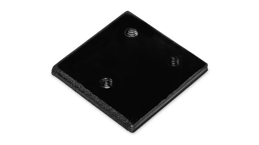 Bronze metal hinge backing plate with mounting holes, side view