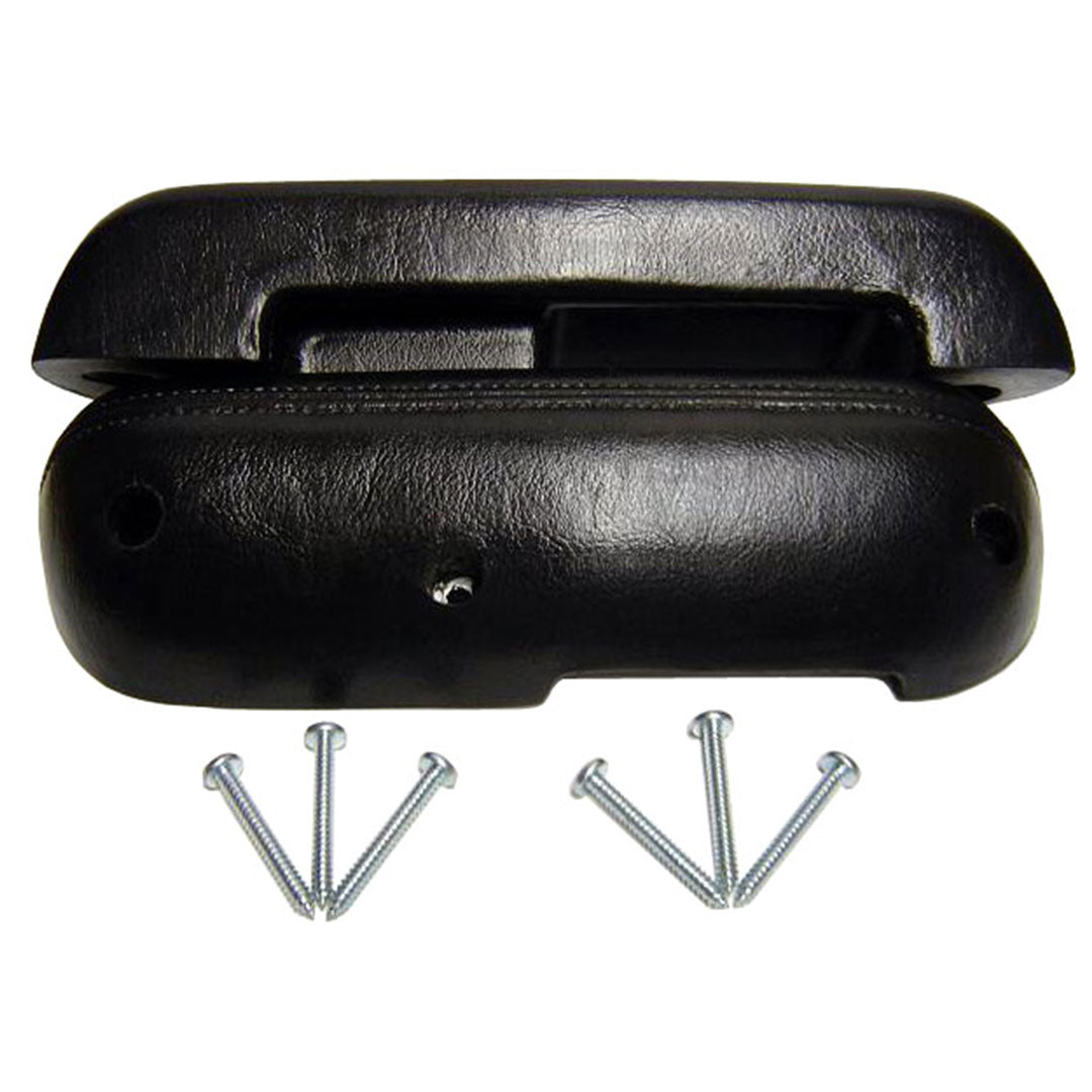 Black vinyl arm rests with textured surface for 1968-77 Ford Bronco, front view