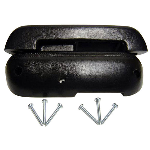 Black vinyl arm rests with textured surface for 1968-77 Ford Bronco, front view
