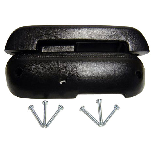 Black vinyl arm rests with textured surface for 1968-77 Ford Bronco, front view