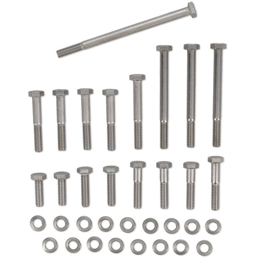 Stainless steel bolt kit with hex heads for water pump and timing cover