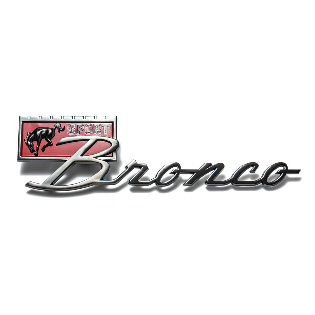 Black Chrome Bronco Sport Fender Emblem, 1966-77 Ford Bronco