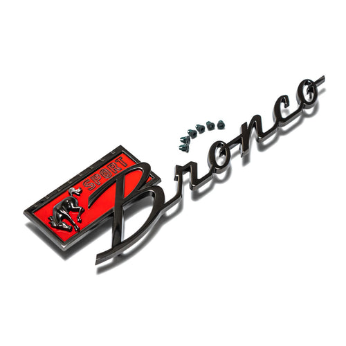 Black Chrome Bronco Sport Fender Emblem, 1966-77 Ford Bronco