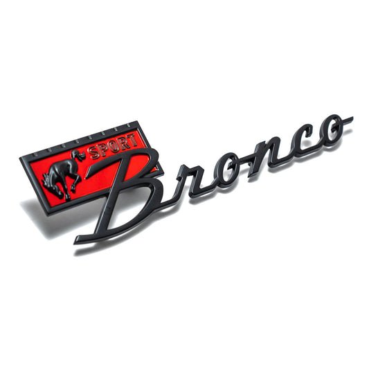 Black Satin Bronco Sport Fender Emblem, 1966-77 Ford Bronco
