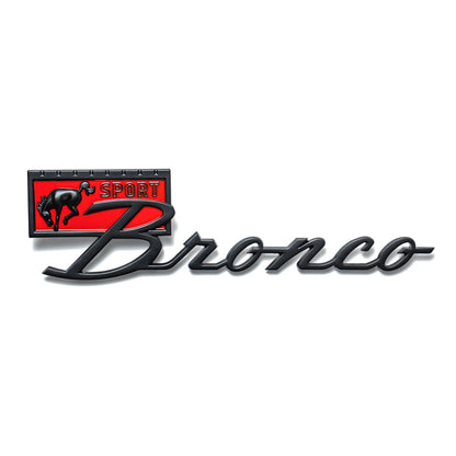 Black Satin Bronco Sport Fender Emblem, 1966-77 Ford Bronco