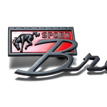 Black Satin Bronco Sport Fender Emblem, 1966-77 Ford Bronco
