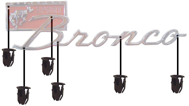 66-77 Ford Bronco Sport Emblem Clips Hardware Kit
