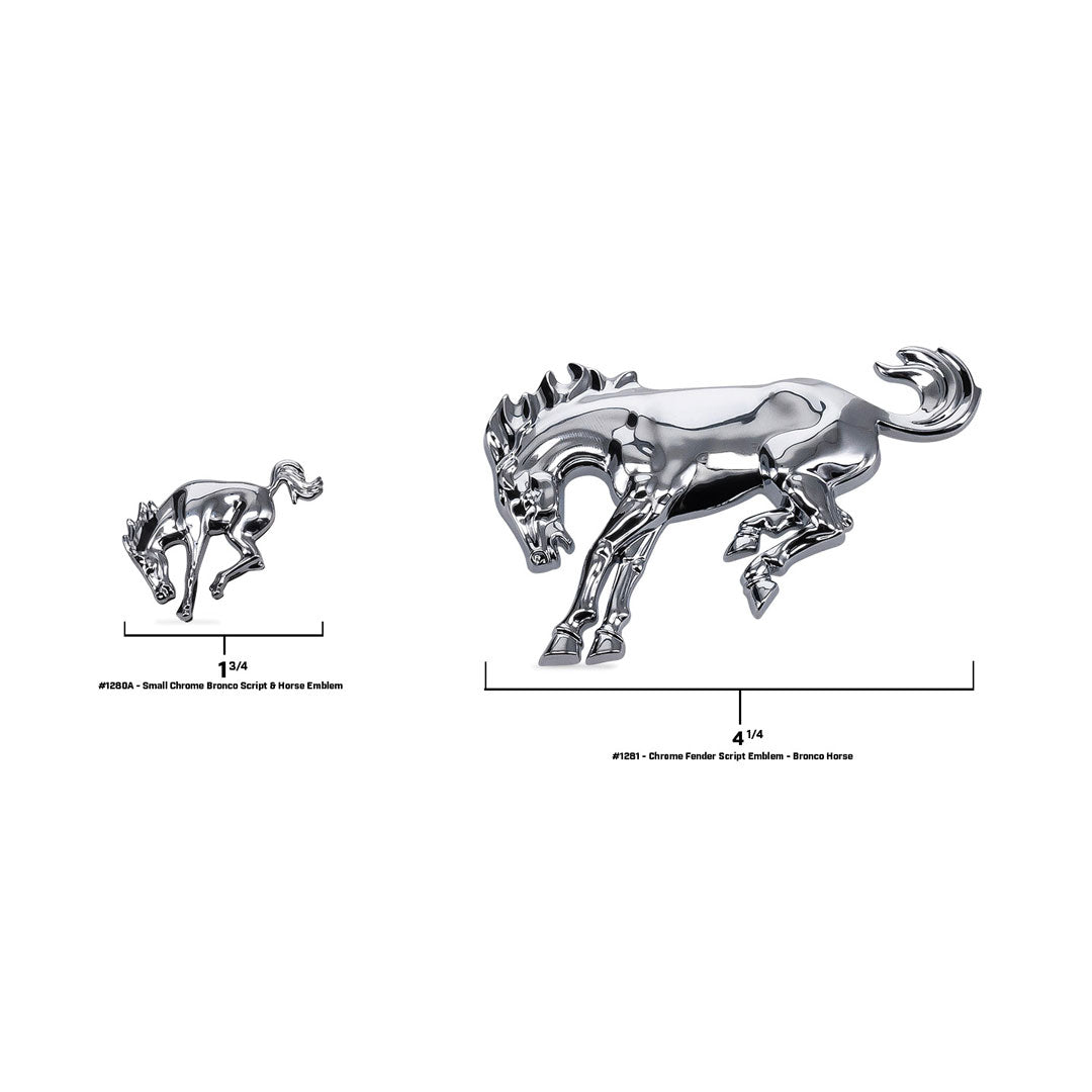 Bronco Script & Horse Emblem Set, Chrome, Adhesive-Backed
