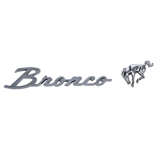 Bronco Script & Horse Emblem Set, Chrome, Adhesive-Backed
