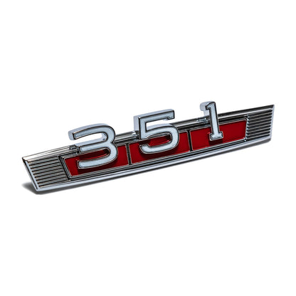 351 Engine Fender Script with Red Background, 1969-77 Ford Bronco